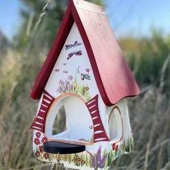 Vogelfutterhaus mit Ständer GARTENZAUBER weiß Vogelvilla Höhe 45 cm