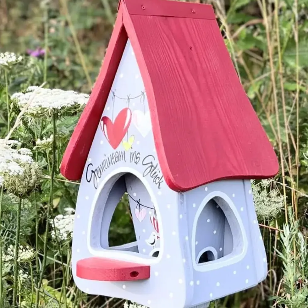 Vogelfutterhaus mit Ständer GEMEINSAM INS GLÜCK Vogelvilla Höhe 45 cm