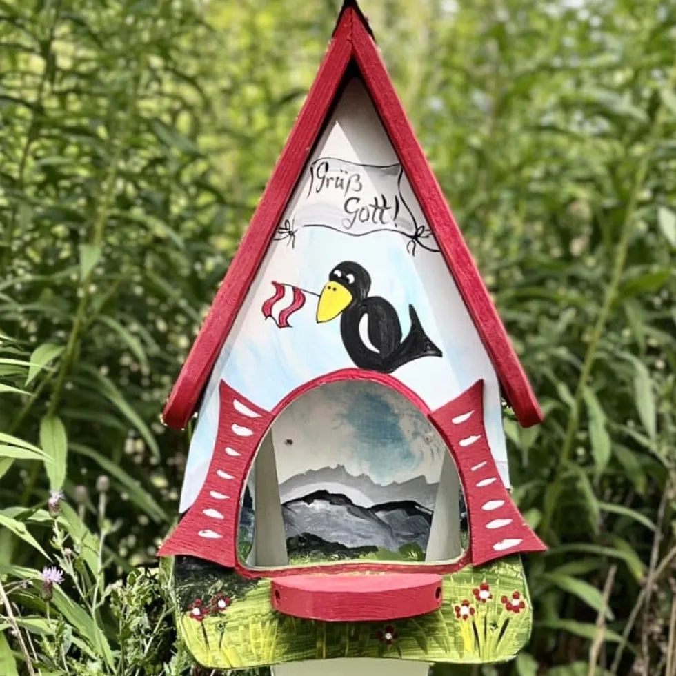 Vogelfutterhaus mit Ständer groß Grüss Gott Vogelvilla Höhe 45 cm