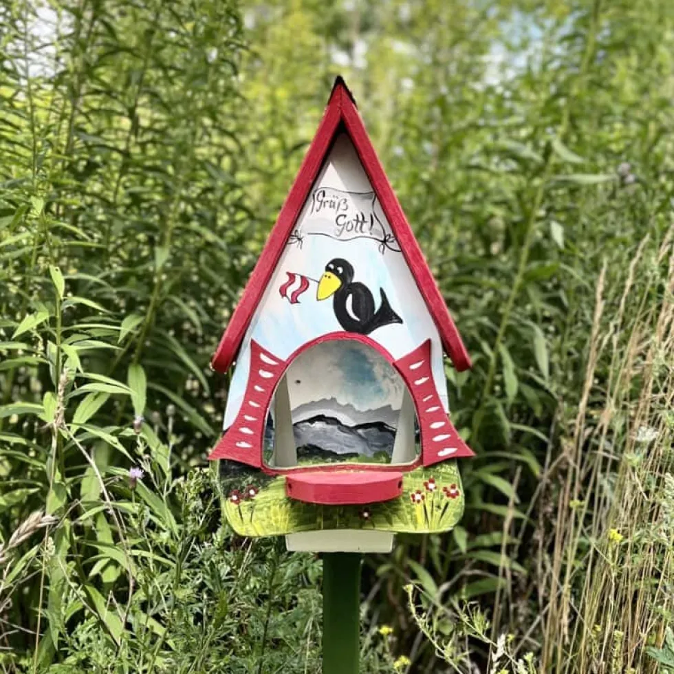 Vogelfutterhaus mit Ständer groß Grüss Gott Vogelvilla Höhe 45 cm