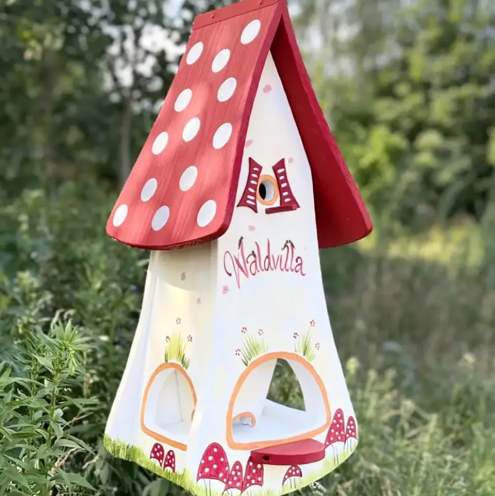Vogelfutterhaus mit Ständer XXL WALDVILLA Vogelvilla Höhe 71 cm
