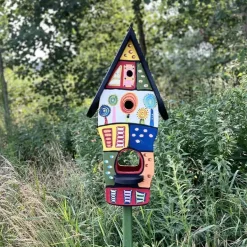 Vogelhaus auf Ständer Traumwelt bunt Vogelvilla Höhe 62 cm