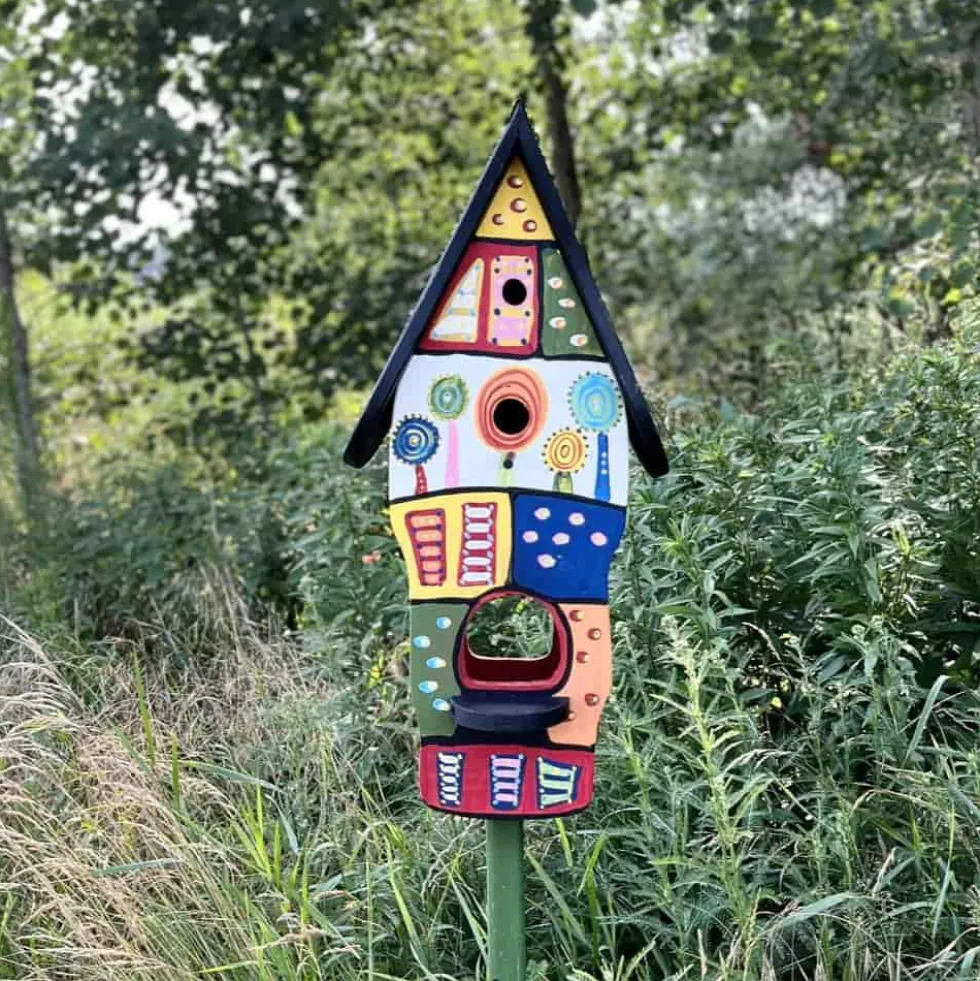 Vogelhaus auf Ständer Traumwelt bunt Vogelvilla Höhe 62 cm