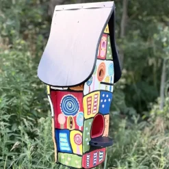 Vogelhaus auf Ständer Traumwelt bunt Vogelvilla Höhe 62 cm