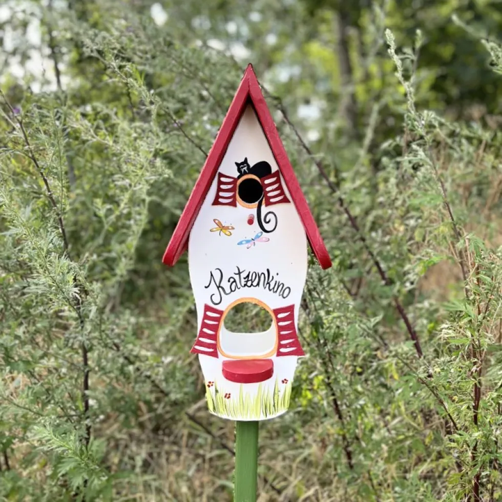 Vogelhaus groß mit Ständer Katzenkino Vogelvilla Höhe 50 cm