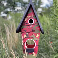 Vogelhaus groß mit Ständer Tier des Waldes Vogelvilla Höhe 50 cm