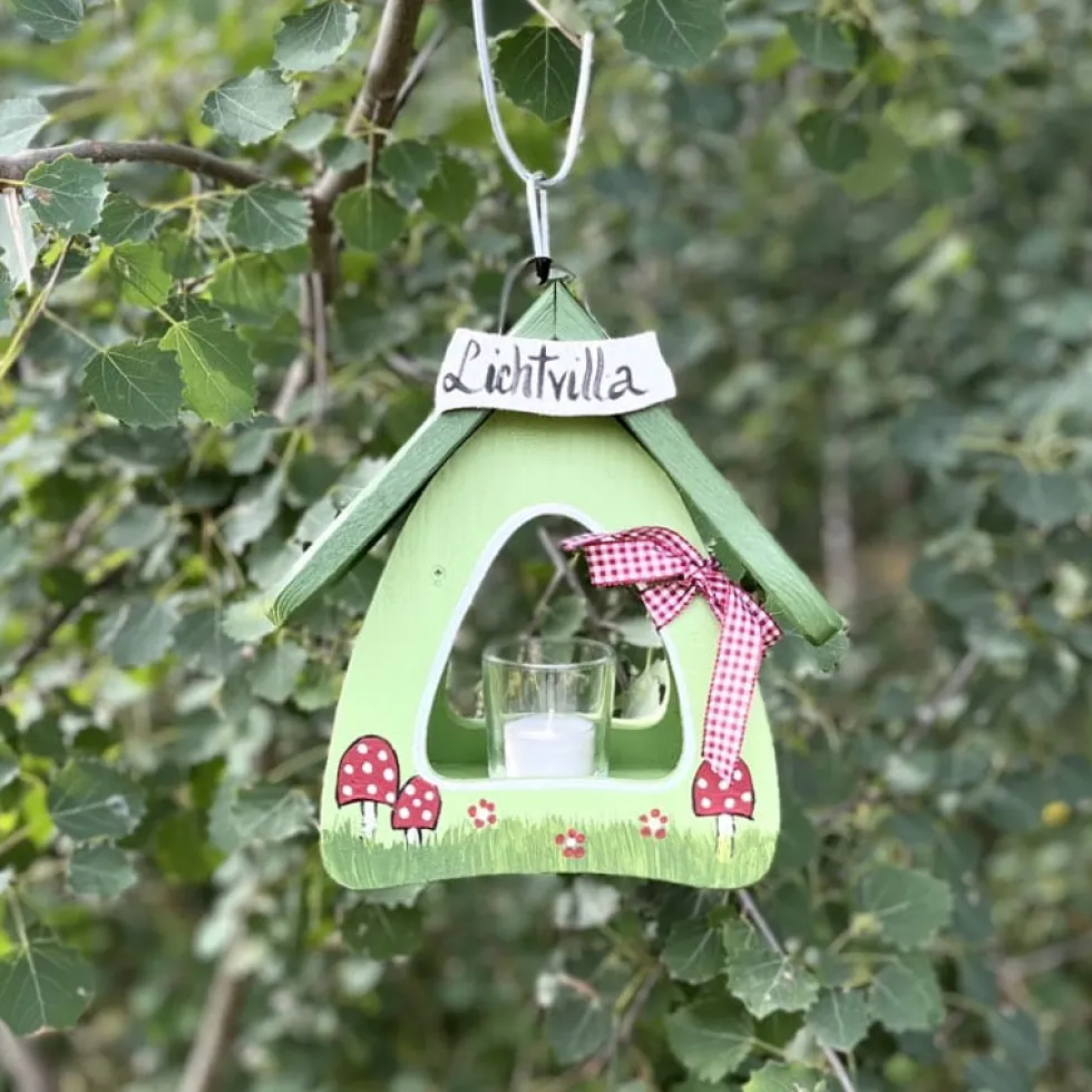 Vogelhaus Laterne hängend LICHTVILLA grün Vogelvilla Höhe 23 cm