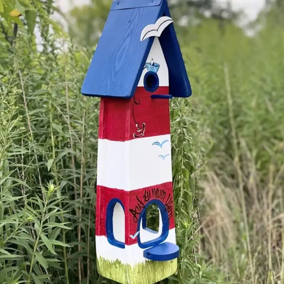 Vogelhaus mit Ständer groß NEUE UFER Vogelvilla Höhe 61 cm