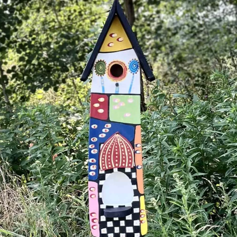 Vogelhaus mit Ständer groß WUNSCHWELT Vogelvilla Höhe 61 cm
