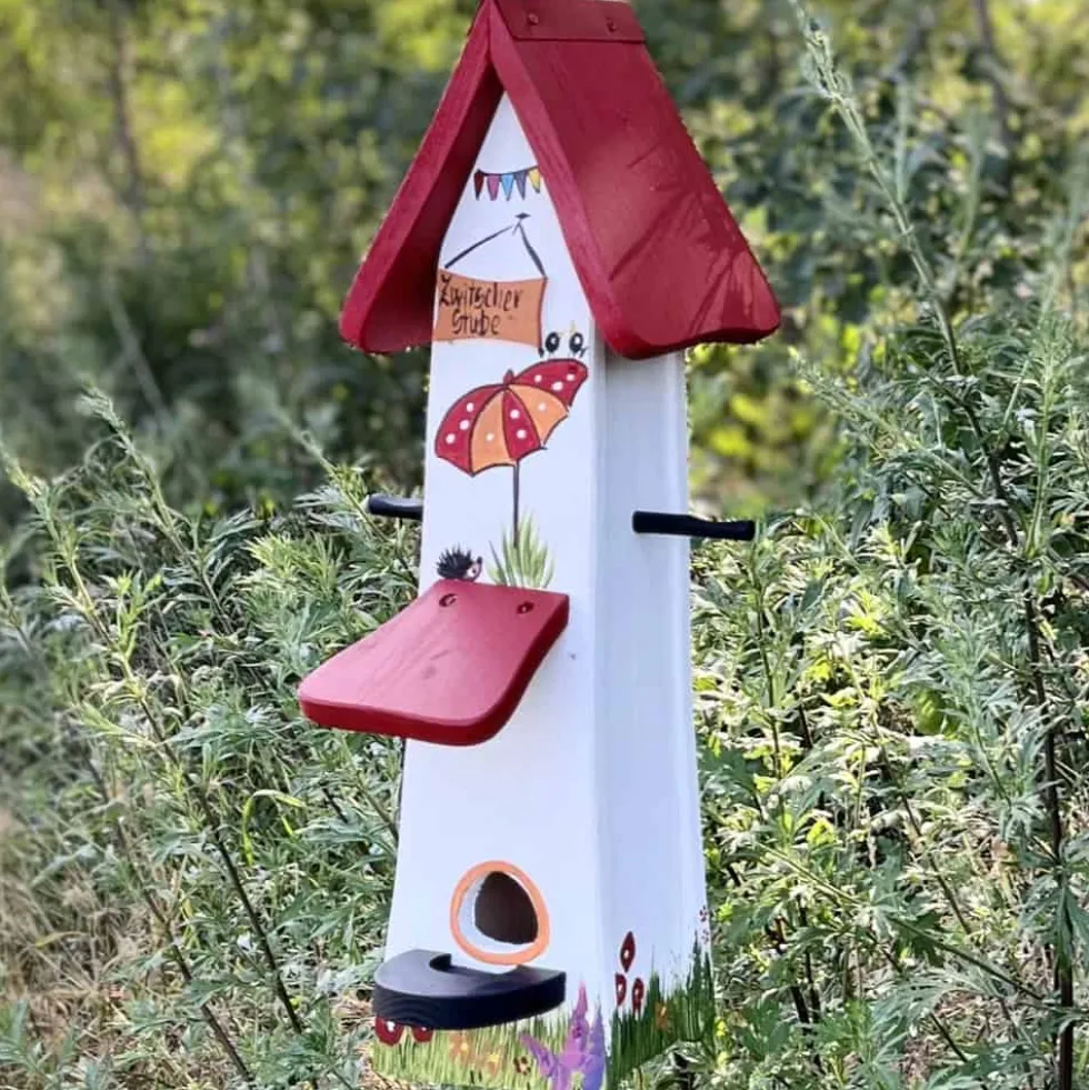 Vogelhaus mit Ständer groß Zwitscherstube Vogelvilla Höhe 52 cm