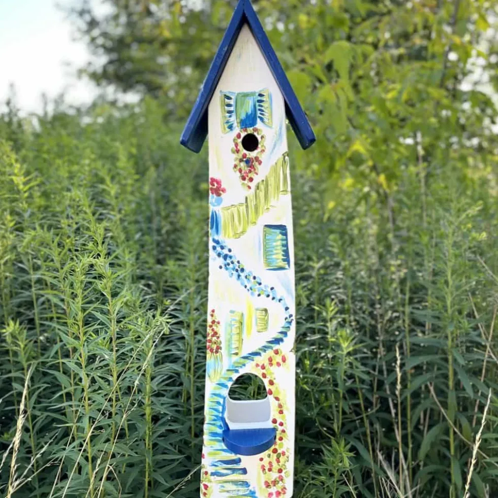 Vogelhaus mit Ständer Mykonos Vogelvilla Höhe 84 cm