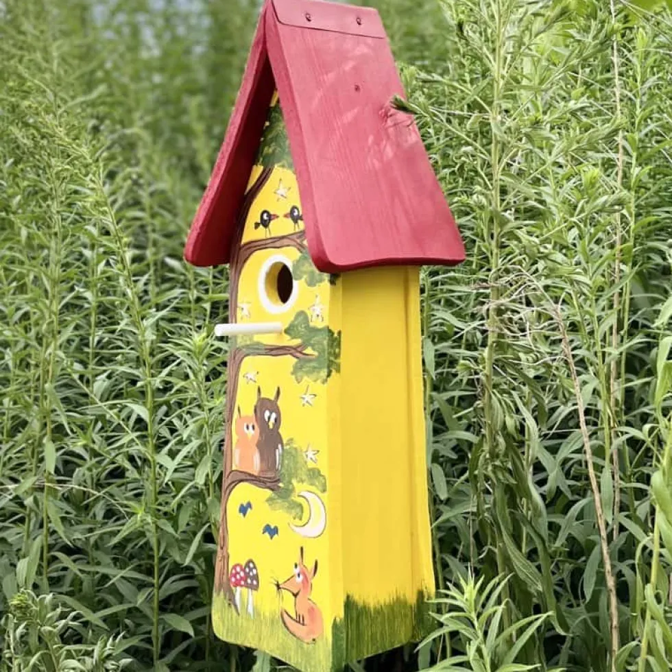 Vogelhaus mit Ständer WALDTIERE Vogelvilla Höhe 55 cm