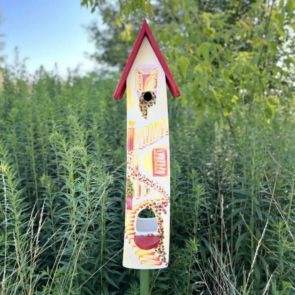 Vogelhaus Nistkasten mit Ständer Siena Vogelvilla Höhe 84 cm
