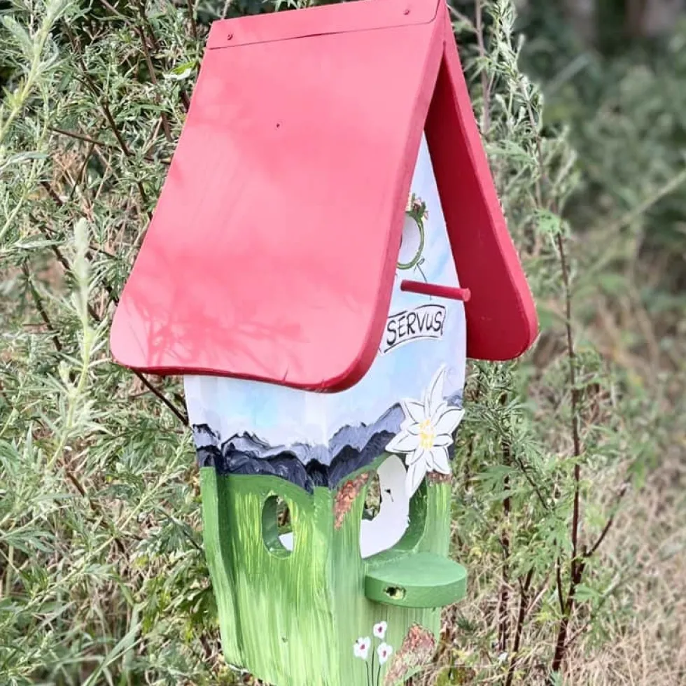 Vogelhaus Nistkasten mit Ständer EDELWEISS Vogelvilla Höhe 50 cm