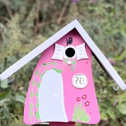 Vogelhaus Nistkasten mit Ständer 70 GEBURTSTAG Vogelvilla Höhe 33 cm