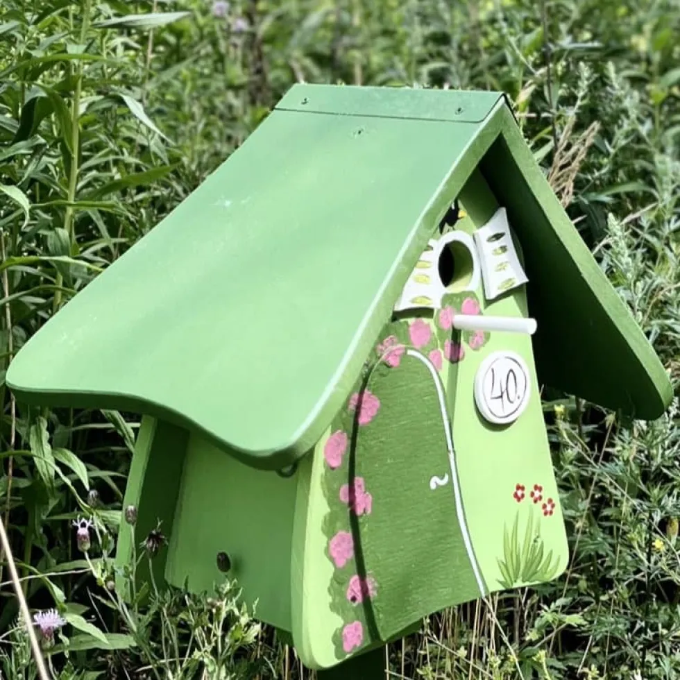 Vogelhaus Nistkasten mit Ständer 40 GEBURTSTAG Vogelvilla Höhe 33 cm