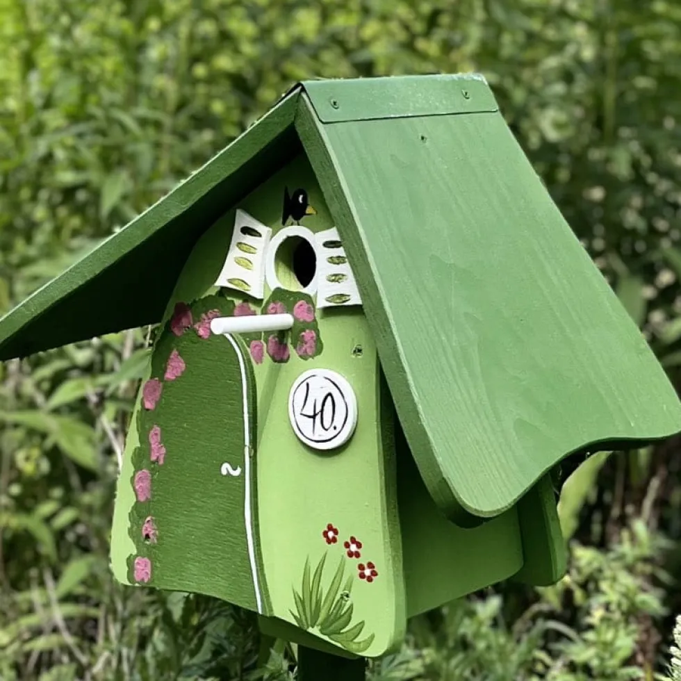 Vogelhaus Nistkasten mit Ständer 40 GEBURTSTAG Vogelvilla Höhe 33 cm