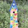 Vogelhaus Nistkasten mit Ständer bunt HERZIG Vogelvilla Höhe 43 cm