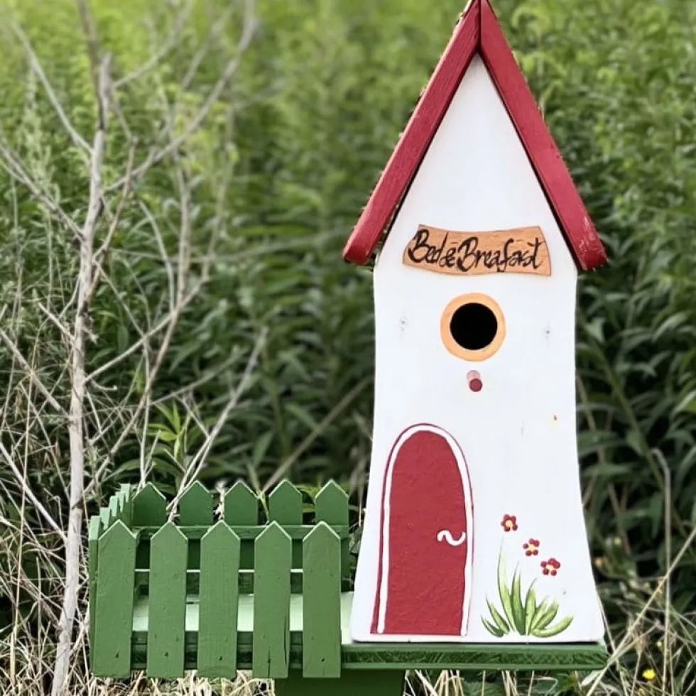 Vogelhaus XXL mit Ständer BREAKFASTCLUB Vogelvilla Höhe 44 cm