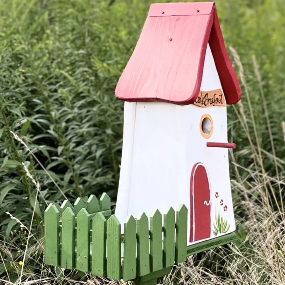 Vogelhaus XXL mit Ständer BREAKFASTCLUB Vogelvilla Höhe 44 cm