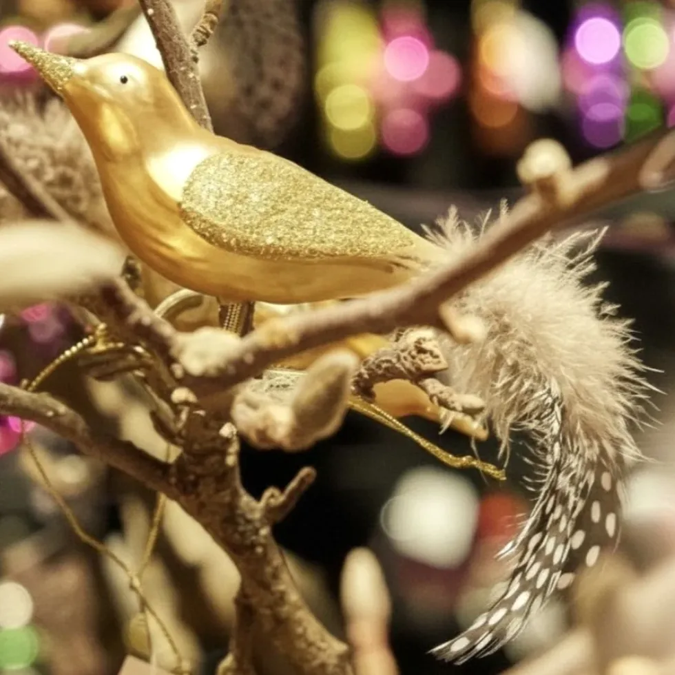 Vogel mit Clip Gold