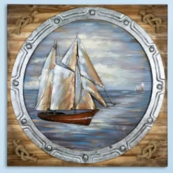 Wandbild aus Holz Bullauge 3D 80×80 cm