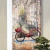 Wandbild Metallbild Blumenfahrrad 70×120 cm