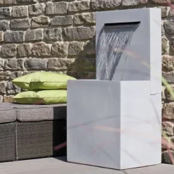 Wandbrunnen grau Gartendeko Ambrosios Höhe 120 cm