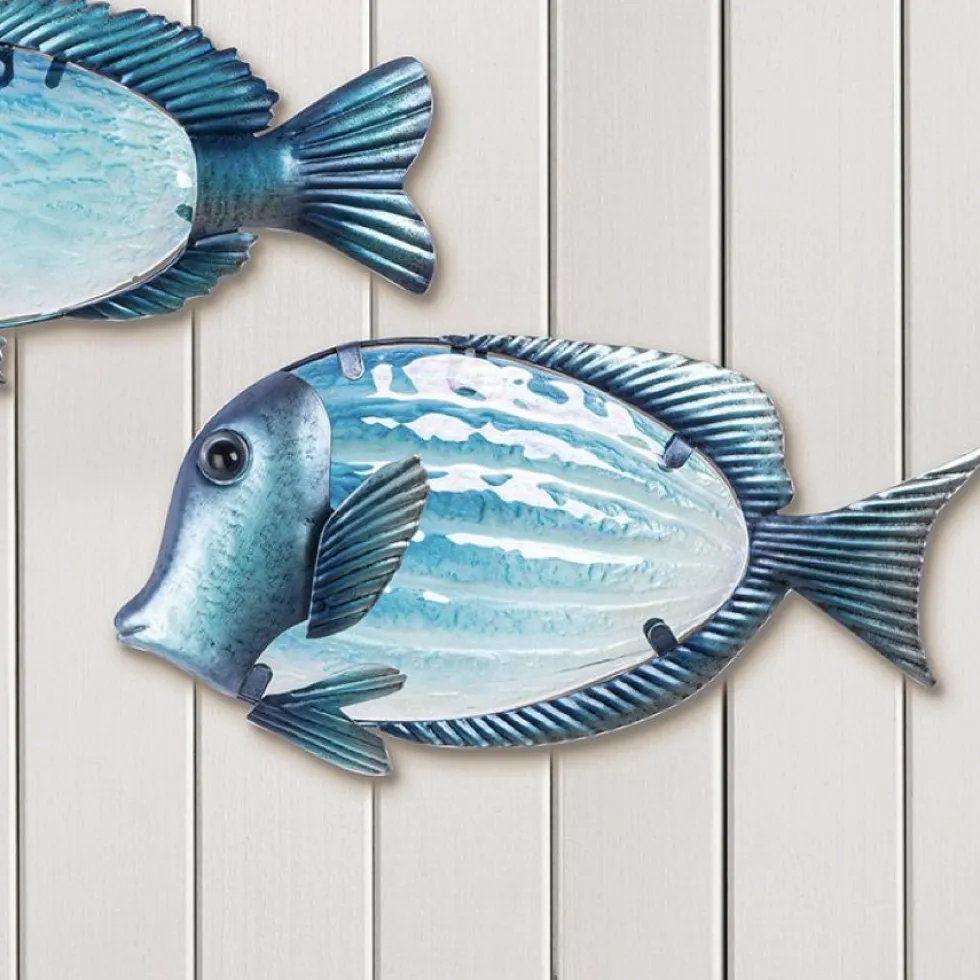 Wanddeko Metall Fisch Blau EUGENE B 40 cm