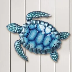 Wanddeko Metall Schildkröte Blau SCHILDI B 28 cm