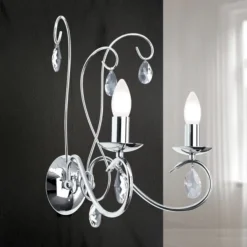 Wandleuchte Ancona chrom mit Kristallbehang