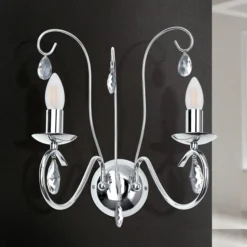 Wandleuchte Ancona chrom mit Kristallbehang