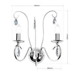 Wandleuchte Ancona chrom mit Kristallbehang