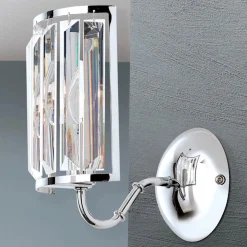 Wandleuchte Grado chrom mit Kristallbehang