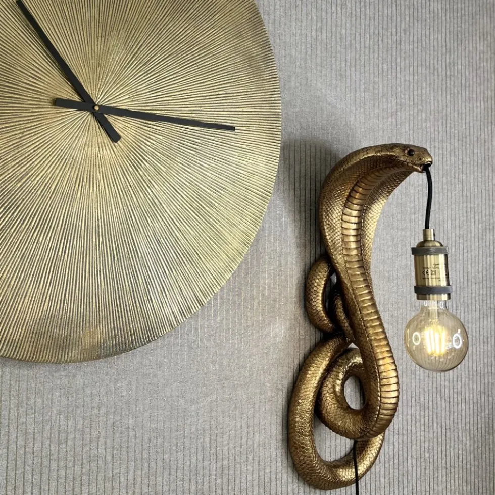 Wandleuchte Schlange Kobra gold Höhe 52 cm