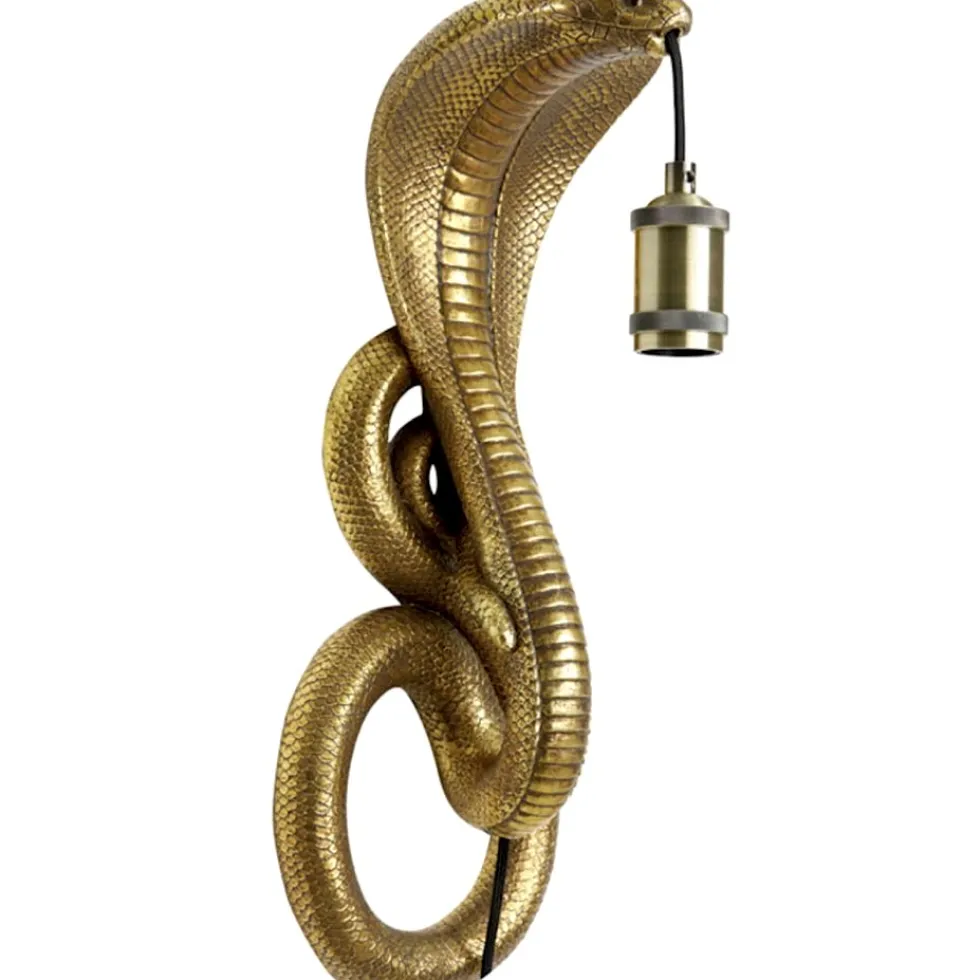 Wandleuchte Schlange Kobra gold Höhe 52 cm