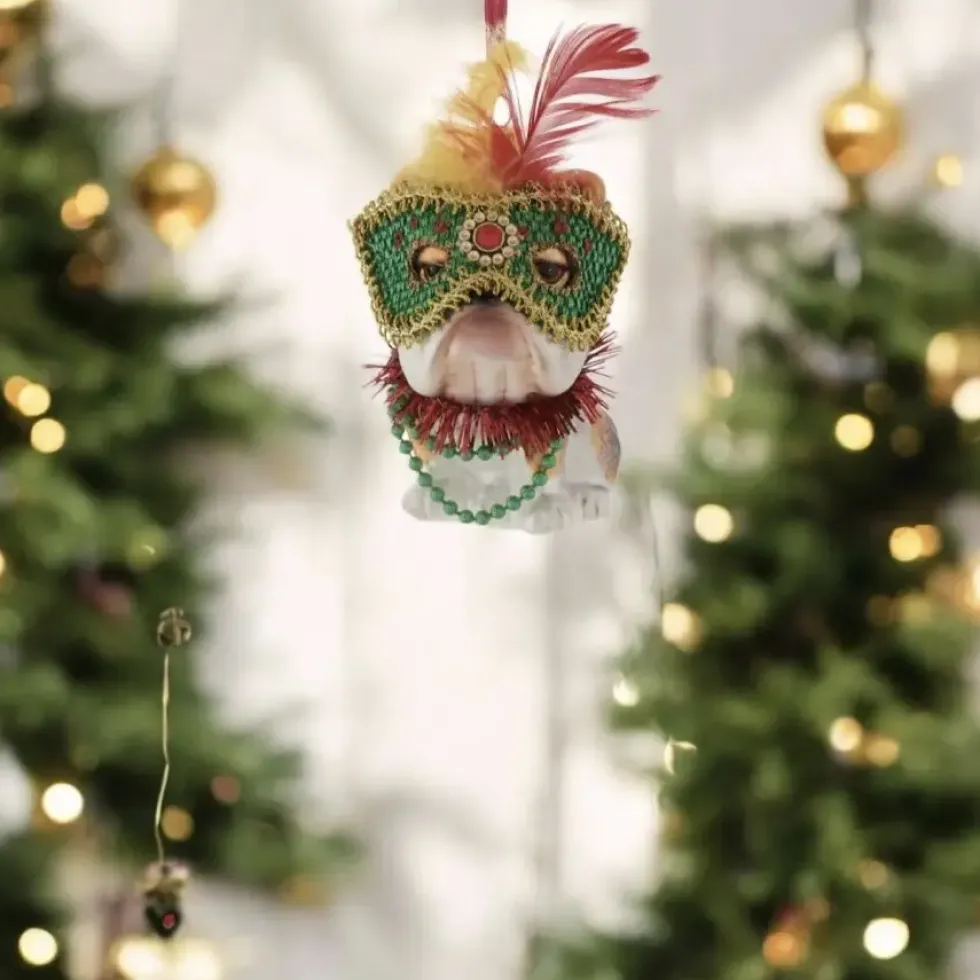 Weihnachtsbaumschmuck BULLDOGGE MIT MASKE GiftCompany H 12 cm