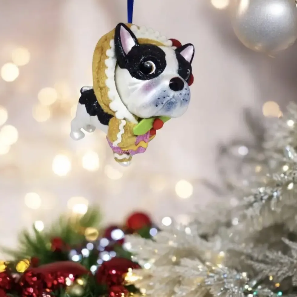 Weihnachtsbaumschmuck Bulldogge im Lebkuchenkostüm GiftCompany H 11 cm