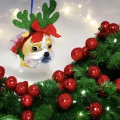Weihnachtsbaumschmuck Bulldogge mit Geweih GiftCompany H 16 cm