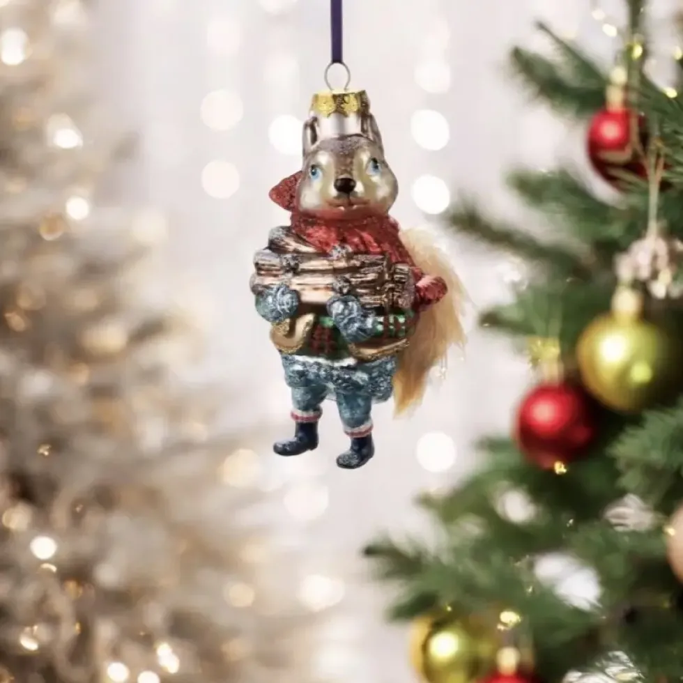 Weihnachtsbaumschmuck EICHHÖRNCHEN MIT HOLZ GiftCompany H 13 cm