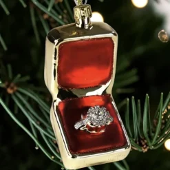 Weihnachtsbaumschmuck Heiratsantrag Merry Me gold