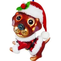 Weihnachtsbaumschmuck Hund im Weihnachtsmannkostüm GiftCompany H 13 cm