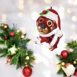 Weihnachtsbaumschmuck Hund im Weihnachtsmannkostüm GiftCompany H 13 cm