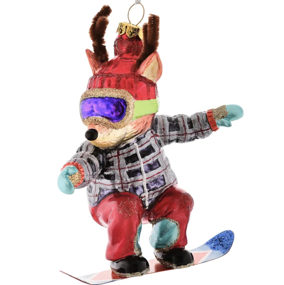 Weihnachtsbaumschmuck RENTIER MIT SNOWBOARD GiftCompany H 14 cm
