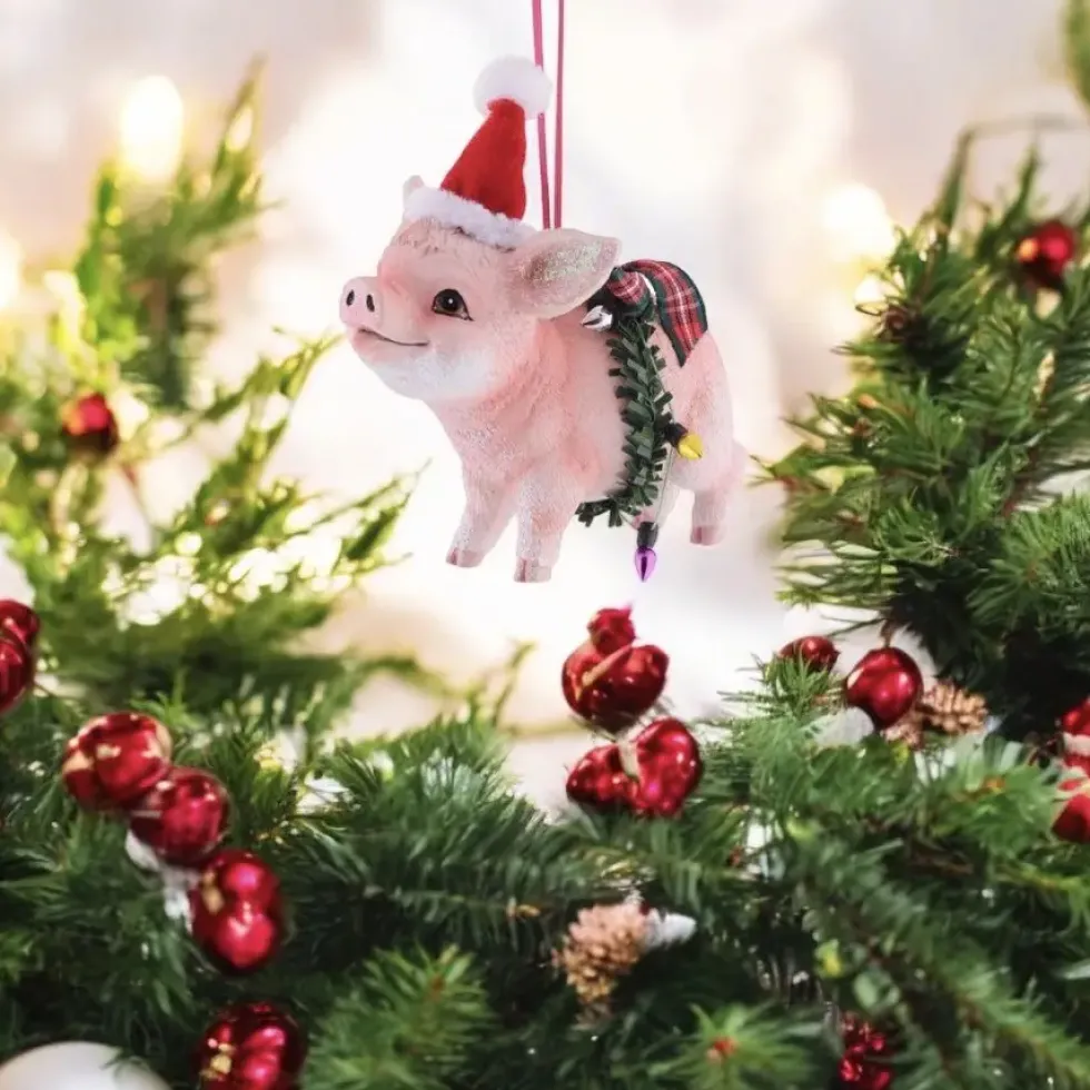 Weihnachtsbaumschmuck SCHWEIN MIT WEIHNACHTSMÜTZE GiftCompany H 11 cm