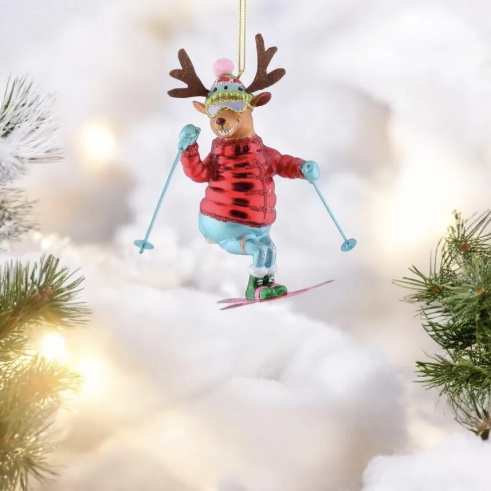 Weihnachtsbaumschmuck SKIFAHRER RENTIER GiftCompany H 13 cm