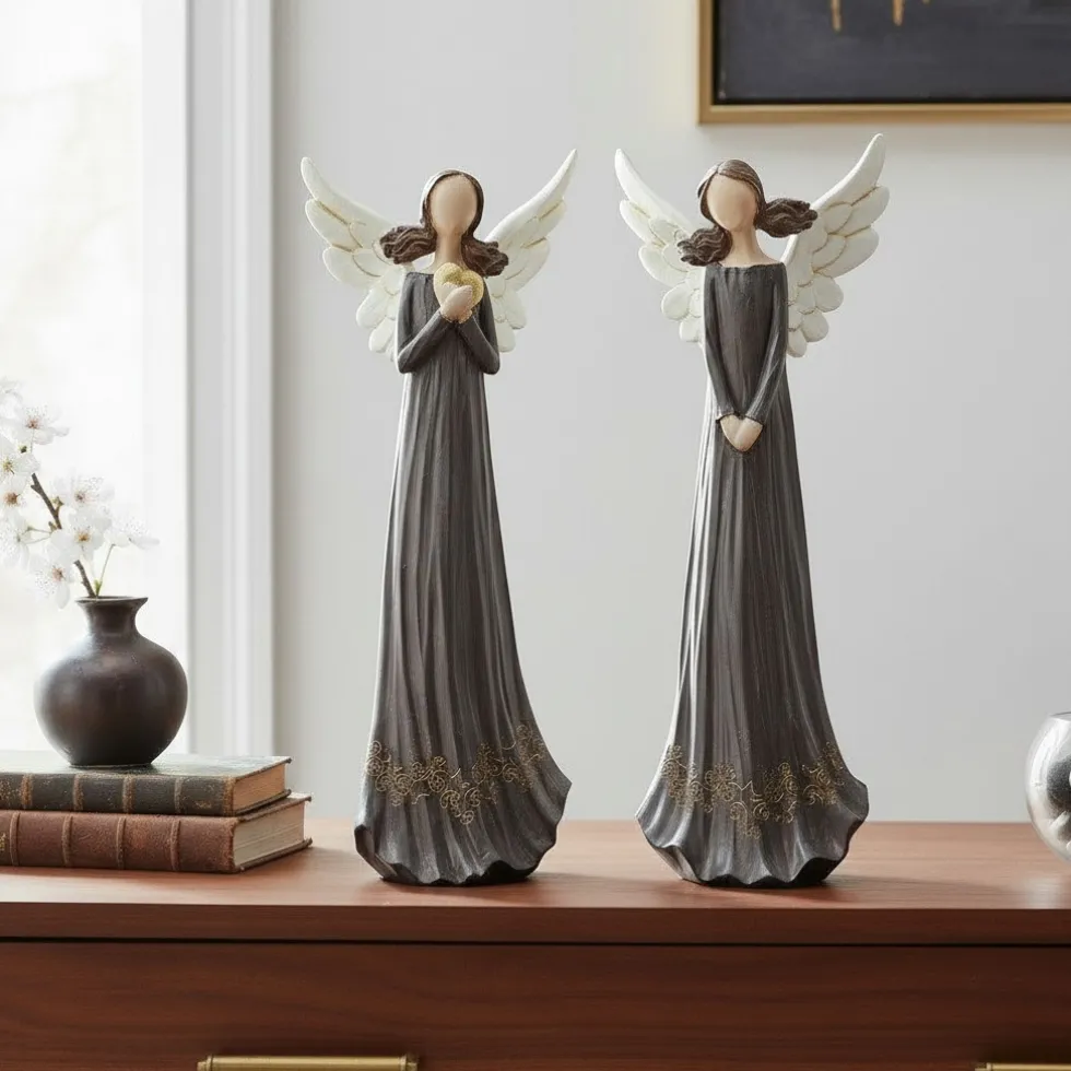 Weihnachtsdeko Engel 2er Set ELODI Höhe 37 cm