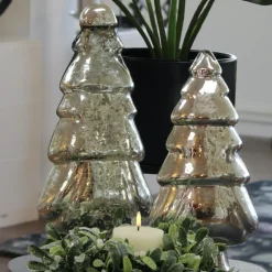 Weihnachtsdeko Glastanne Loke flach Altsilber