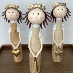 Weihnachtsdeko Holz Engel ALENJA mit Stern Höhe 27 cm