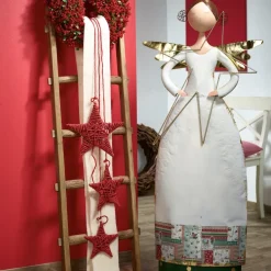 Weihnachtsdeko Metall Engel mit LED-Stern Höhe 158 cm
